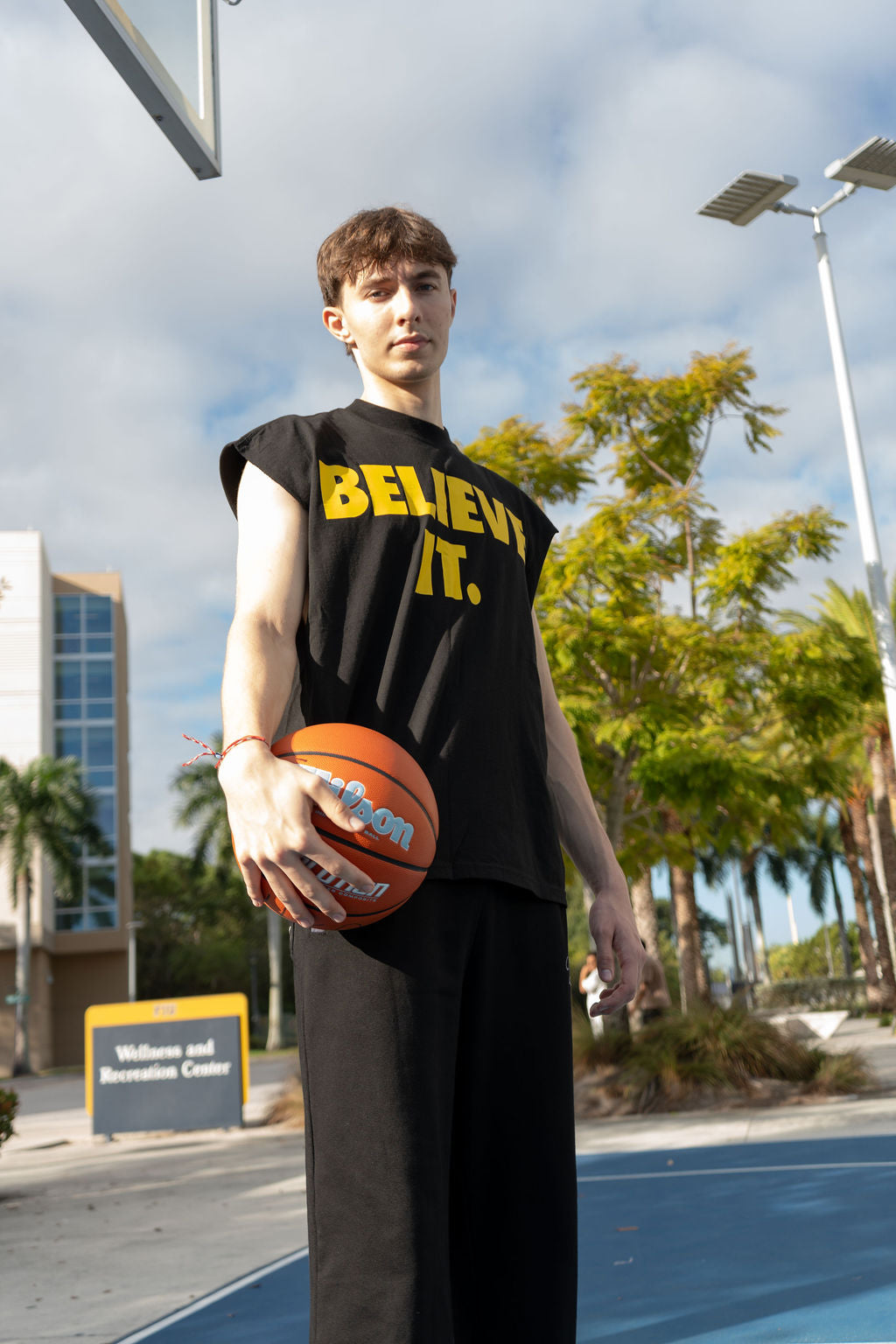 Sleeveless Believe It Tee [Black]